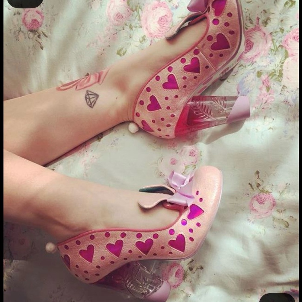Irregular Choice Pink Heart Heels with Bow